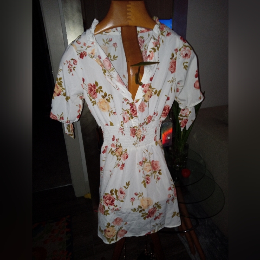 Justify Floral Mini Dress - White and Pink, Size Small, NWT